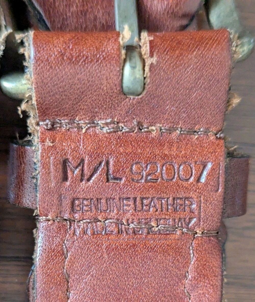 Vtg 90s Braided Ladder Box Woven Leather Belt Brown Brass Buckle Preppy Classic - Picture 7 of 10